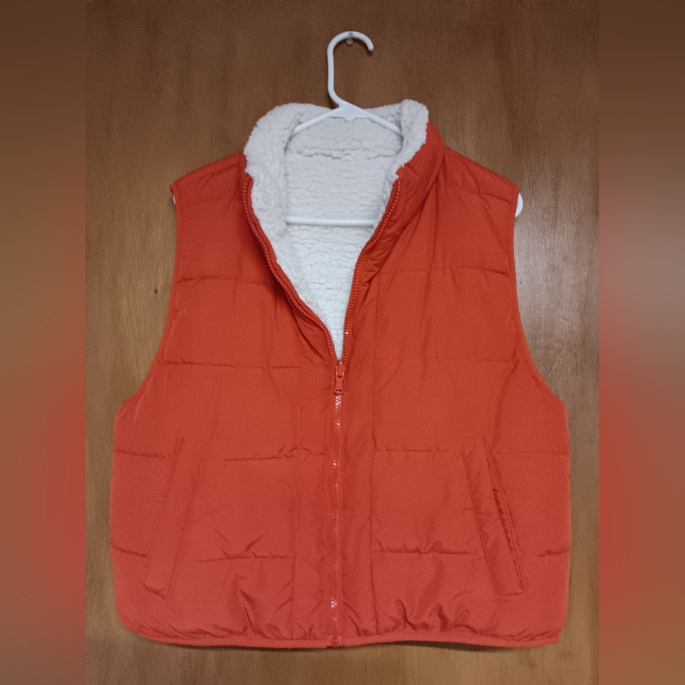 Love Tree Vibrant Orange Vest with Soft White Lining Reversible